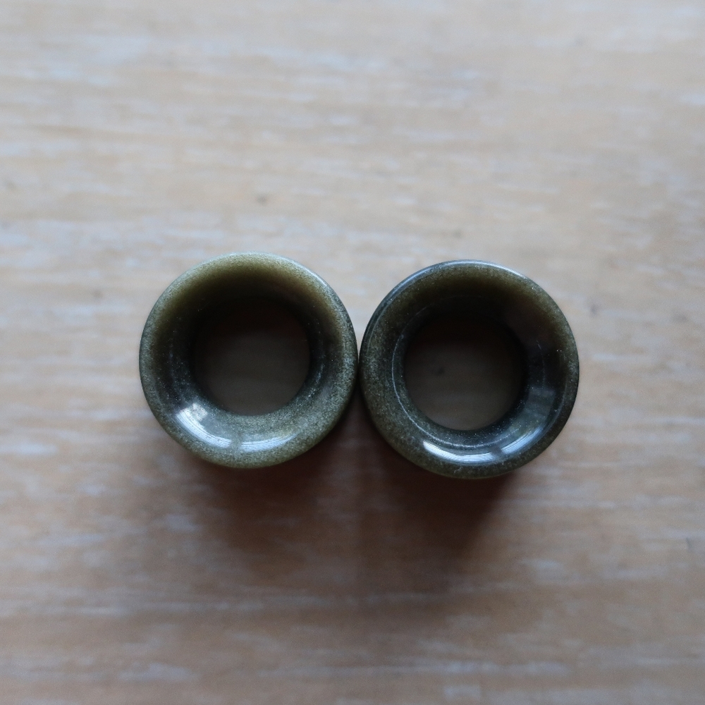 Natural stone gold sheen obsidian tunnel plugs 20mm 13/16 inch